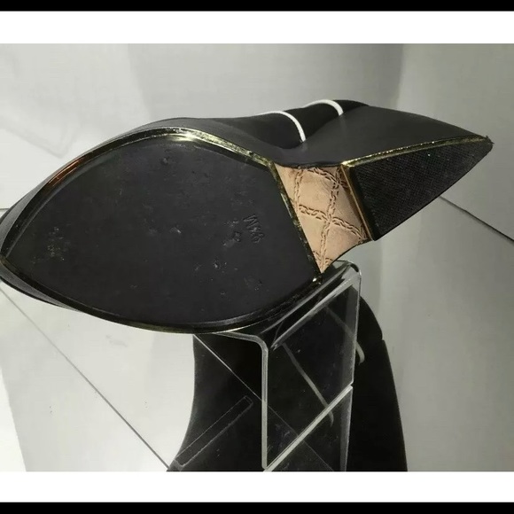 Sexy LAMB Black Leather High Wedge Booties Sz 9.5 - Picture 6 of 12